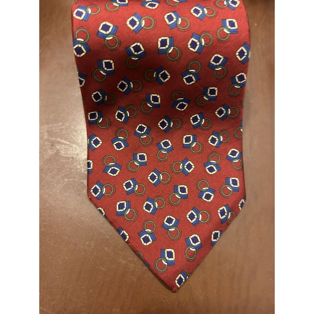 Christian Dior MONSIEUR Tie Silk Red Colorful Rings Men's